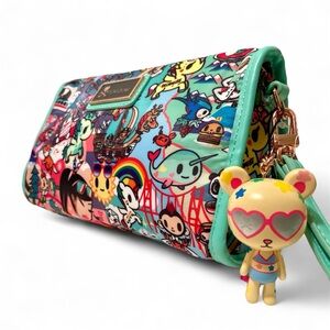 Tokidoki California Dreamin' Wristlet Cosmetic Makeup Bag w/ Charm Rare HTF NEW